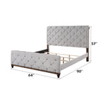 Acme Andria Tufted Fabric Queen Bed in Gray and Reclaimed Oak