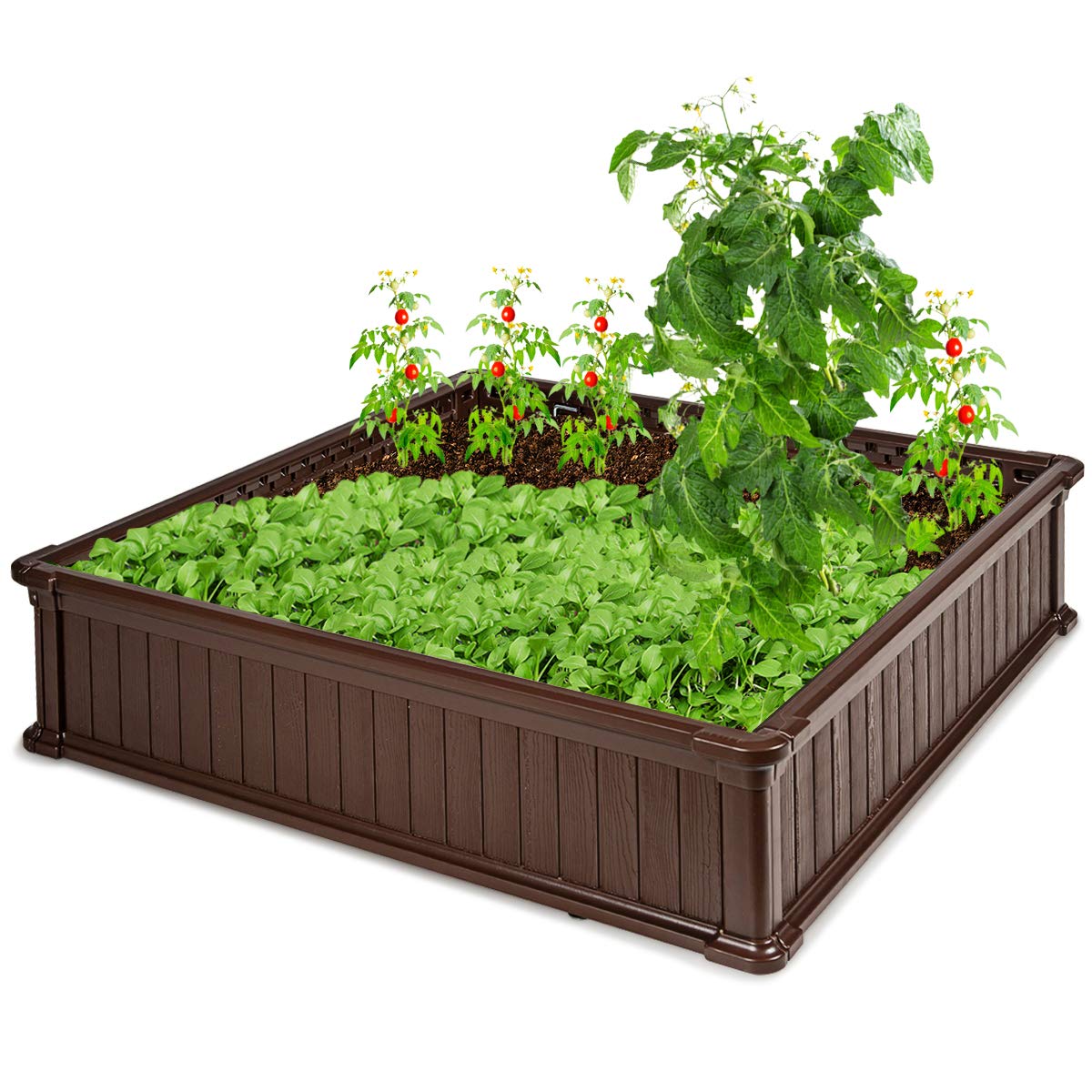 Giantex Raised Garden Bed, Planter For Flower Vegetables, Outdoor Plant Box Patio Backyard, Easy Assembly (48.5'Lx48.5'Wx12'H