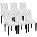 Yaheetech Dining Chairs with Leather Seat and Solid Wood Legs Button Tufted Padded Kitchen Chair Accent Side Chair for Home Kitc