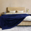 Jiahannha Navy Blue Fleece Throw Blankets Queen Size 90 By 90 Inches For Bed Sofa Couch 280Gsm,Super Soft Cozy And Luxury Bed Bl