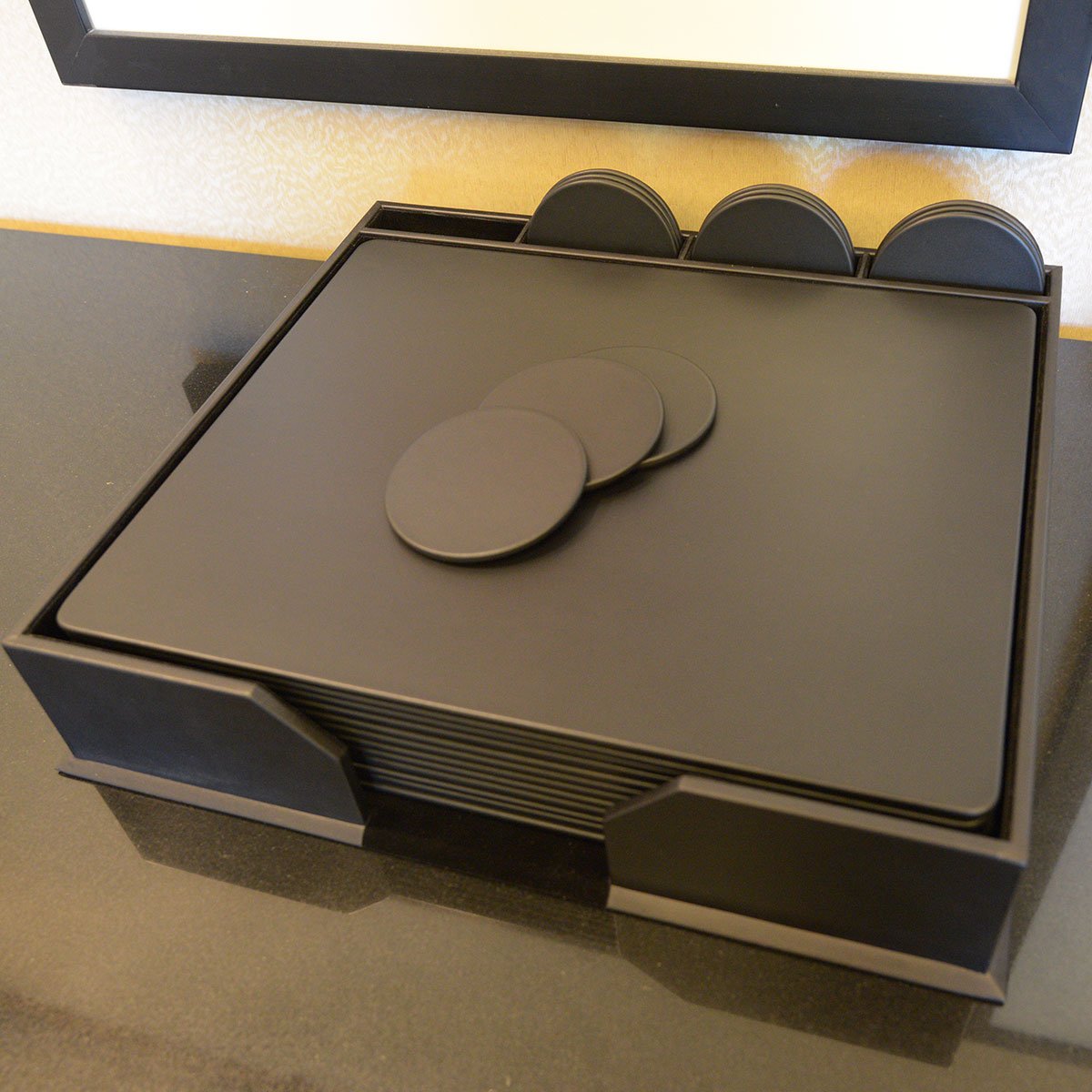 Dacasso Conference Room Set, Top-Grain Leather, Black, 17&quot; X 14&quot;, 33-Piece