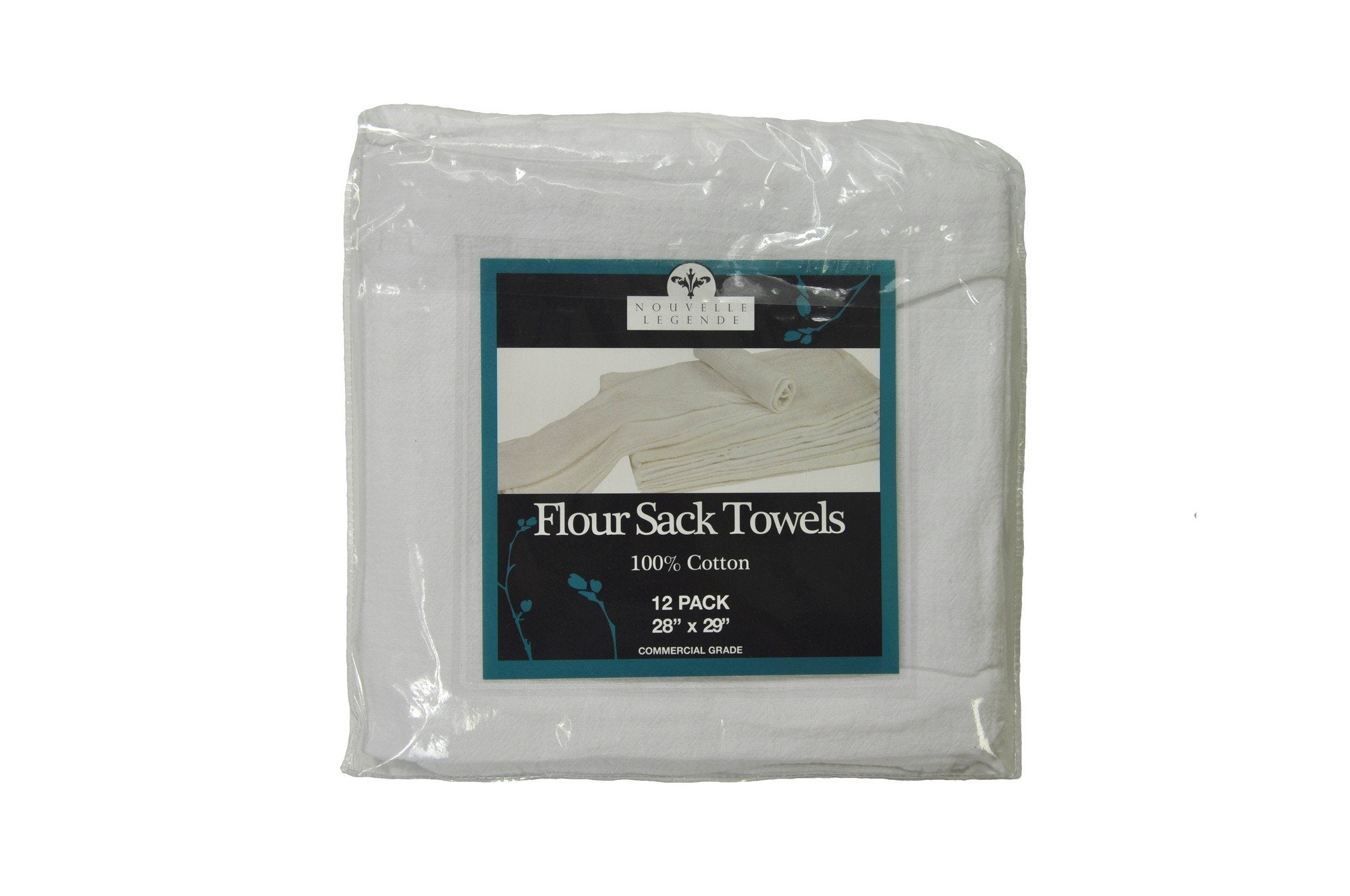 Nouvelle Legende Cotton Flour Sack Commercial Grade Towels, 28 By 29 Inches, White, Pack Of 12