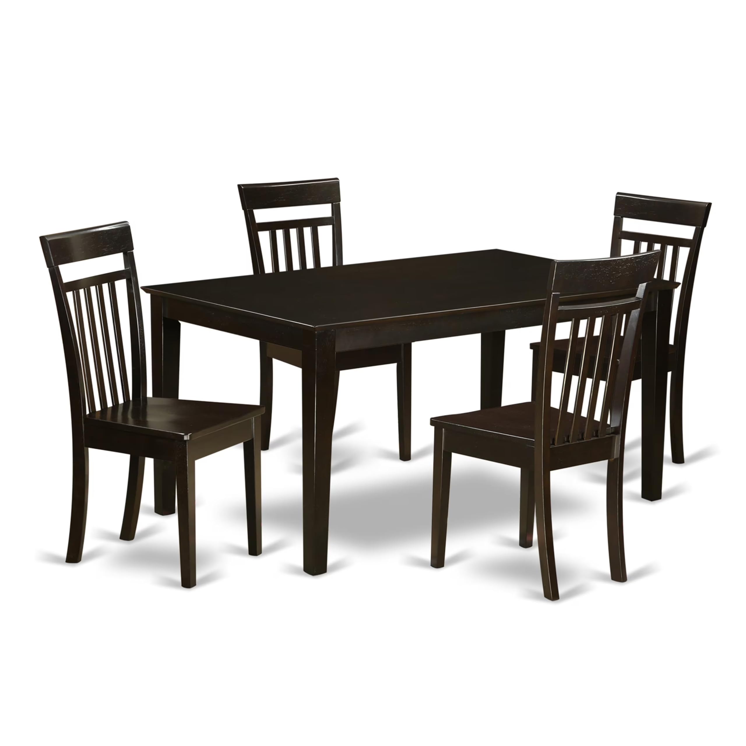 East West Furniture CAP5S-CAP-W 5 Piece Dining Table Set for 4 Includes a Rectangle Kitchen Table and 4 Dinette Chairs, 36x60 Inch, Cappuccino