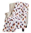 Halloween Throw Blanket: Jack O Lantern Pumpkins and Ghosts Cupcakes Design on Soft Velvet Fleece Throw Blanket