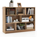 Silkydry Natural Bookcase, 8 Cube Storage Organizer, 3 Tier Horizontal Bookshelf, Open Display Shelf With Anti-Tipped Device, Wooden Low Bookshelf For Office, Living Room, Study, Bedroom (Natural)