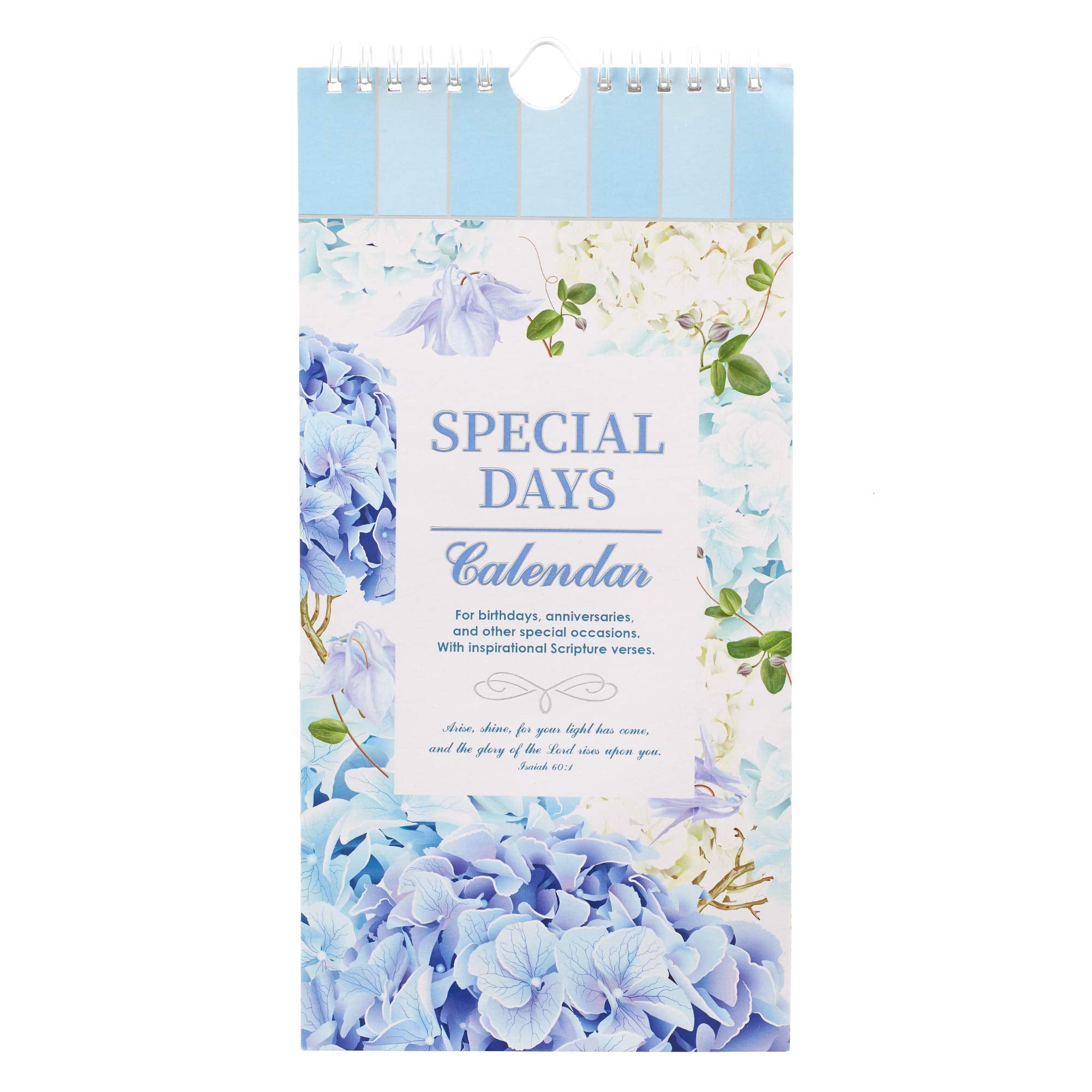 Christian Art Gifts Special Days Perpetual Calendar W/Scripture, Blue Floral