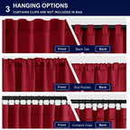 Hiasan Red Blackout Curtains 54 Inch Long, Light Blocking Thermal Insulated Rod Pocket & Back Tab Christmas Drapes Sewn With Tie
