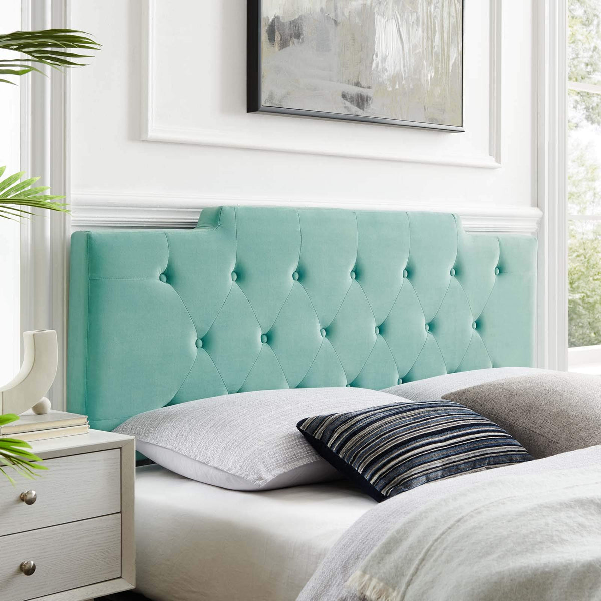 Modway Mod-6186 Juliet Tufted Performance Velvet California King Headboard In Mint