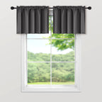 Mrs.Naturall Dark Grey Valance Curtains For Kitchen Window Set Of 2 Pack Blackout Room Darkening Gray Valances For Bathroom Base