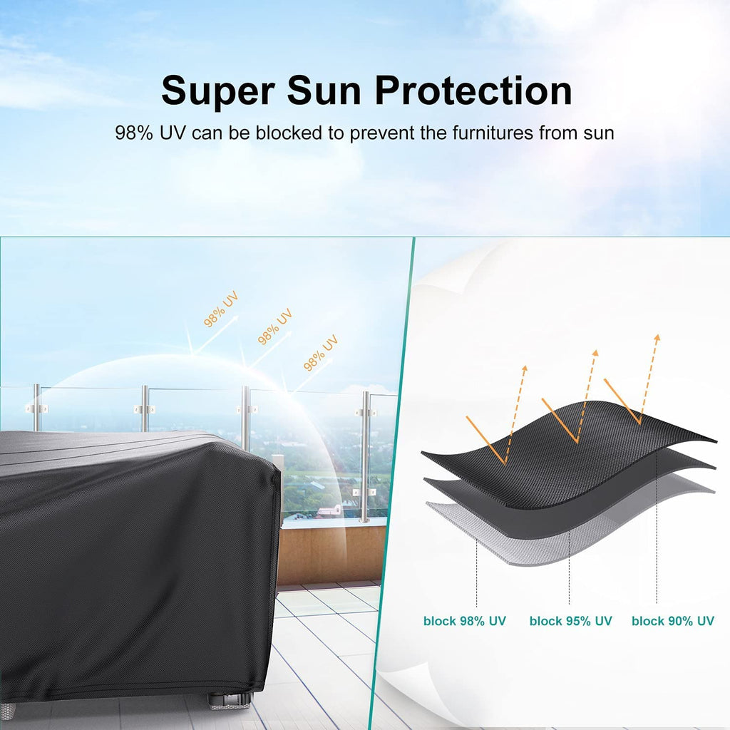 Brosyda Patio Furniture Covers, Heavy Duty Outdoor Furniture Cover Waterproof, Sectional Sofa Set Covers Table And Chair Set Covers, 62'L×42'W28'H