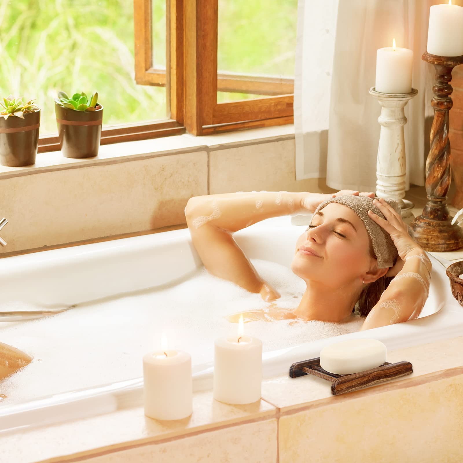 50 Pack Soap Saver Bamboo Wood Soap Dish Tray Wooden Hand Craft Soap Case For Shower Rectangular Bathtub Shower Dish Accessories