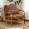 Karl home Accent Chair Mid-Century Modern Chair with Pillow Upholstered Lounge Arm Chair with Solid Wood Frame & Soft Cushion fo