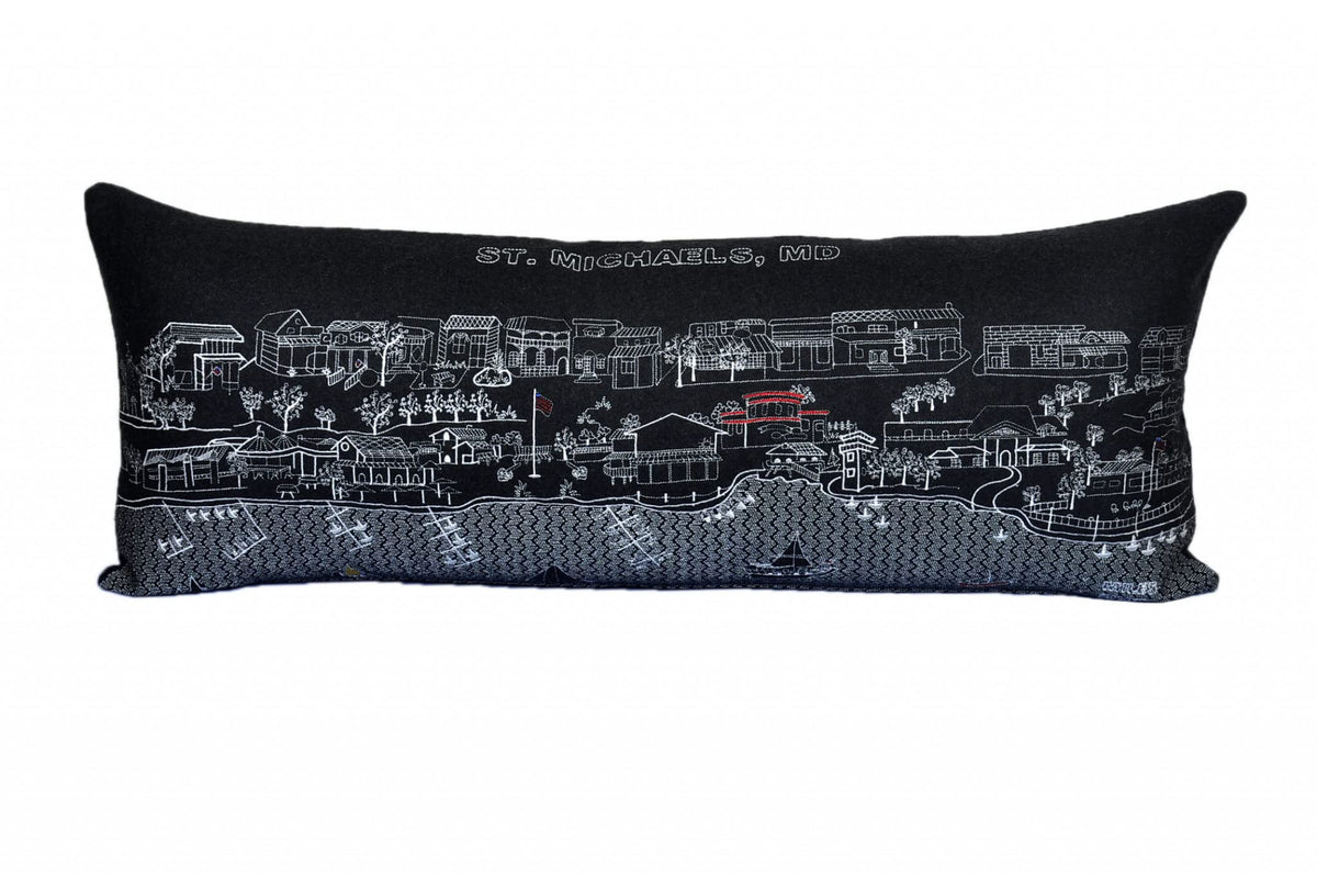 HomeRoots Grey 35' Black St Michael's Nighttime Skyline Lumbar Decorative Pillow