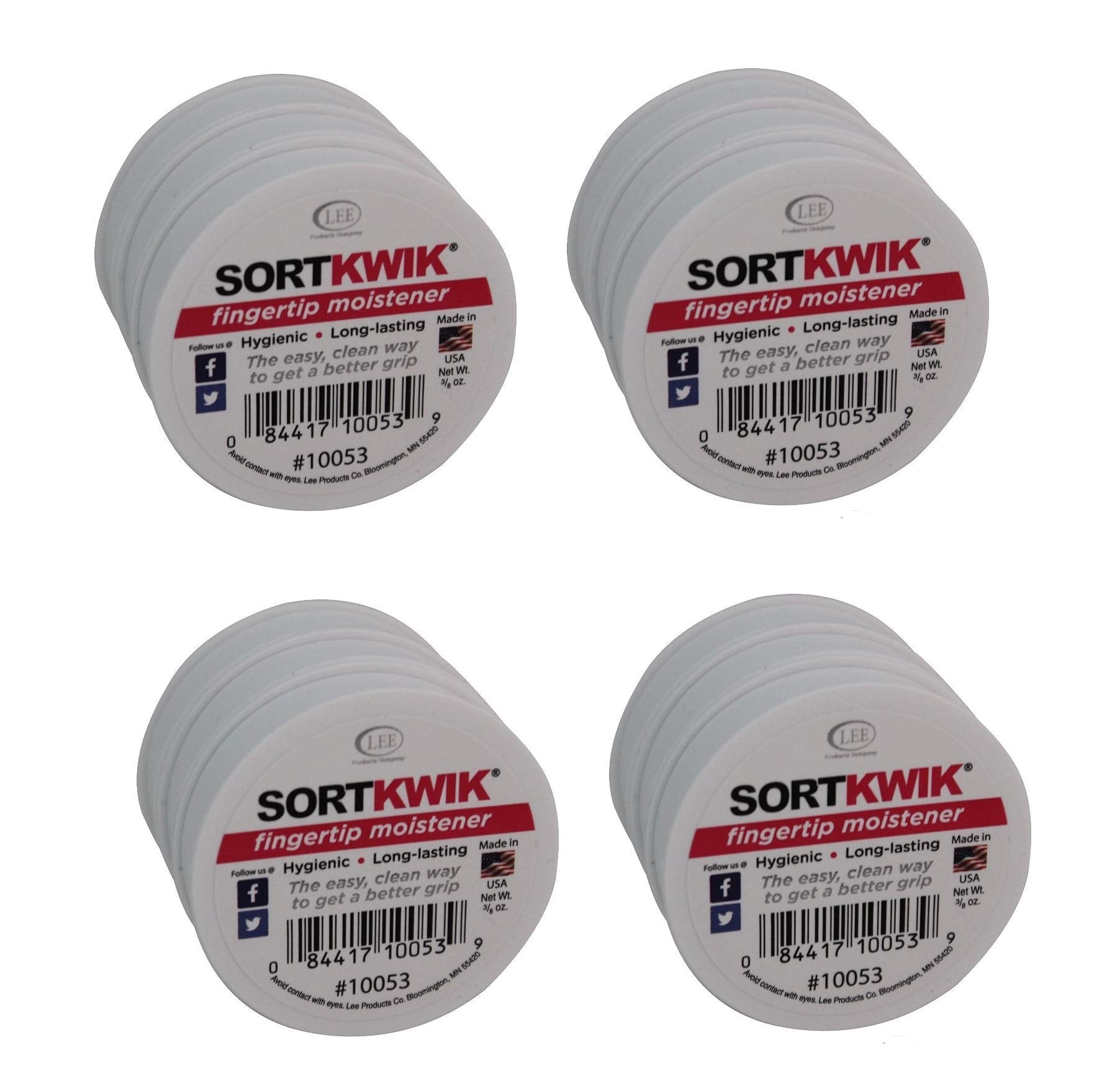 Lee 10053 Sortkwik Fingertip Moisteners, 3/8 Oz, Pink, Sold As 4 Pack, 12 Count Total