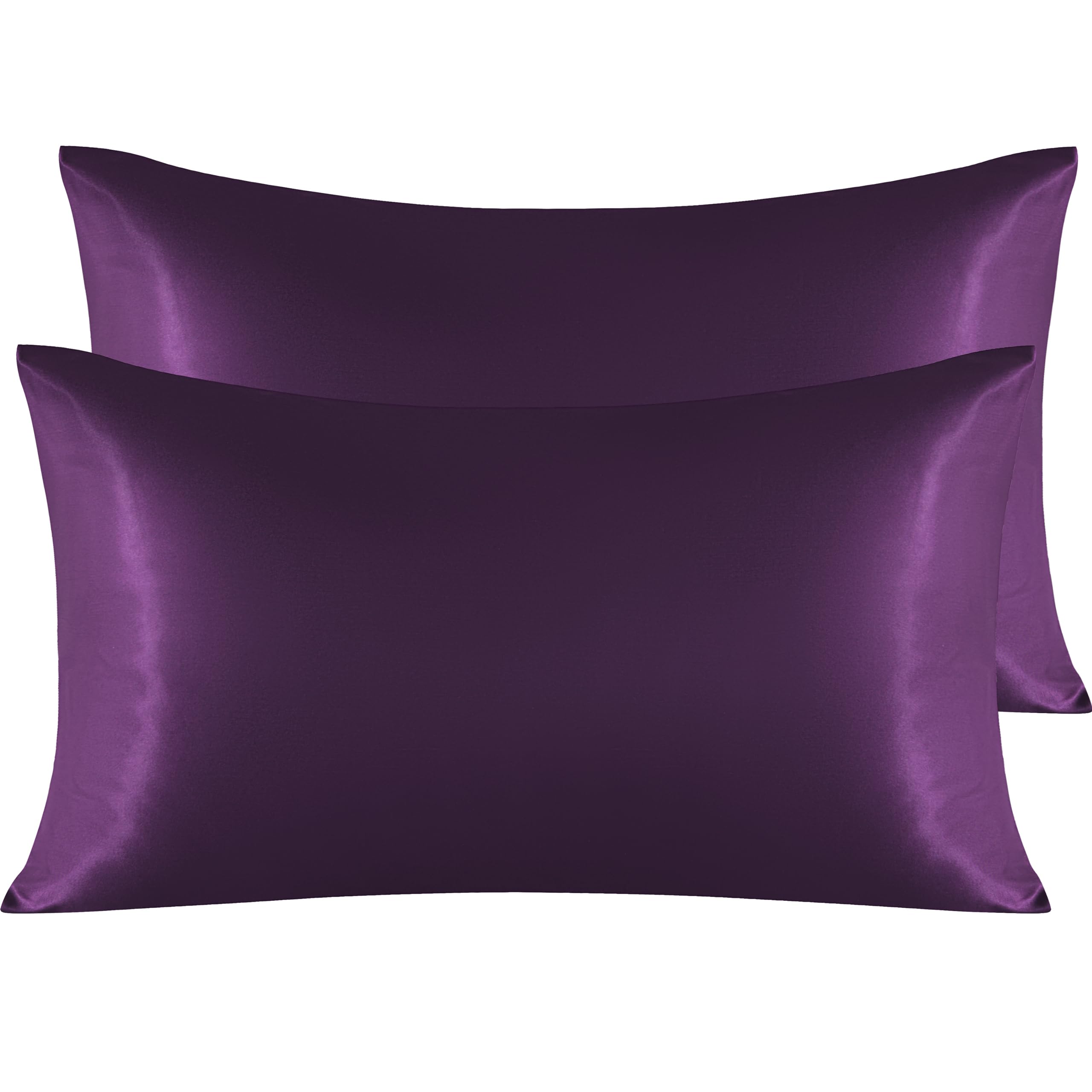 Ntbay 2 Pack Satin King Pillowcases For Hair And Skin, Luxurious And Silky Pillow Cases With Envelope Closure, 20X36 Inches, Eggplant Purple