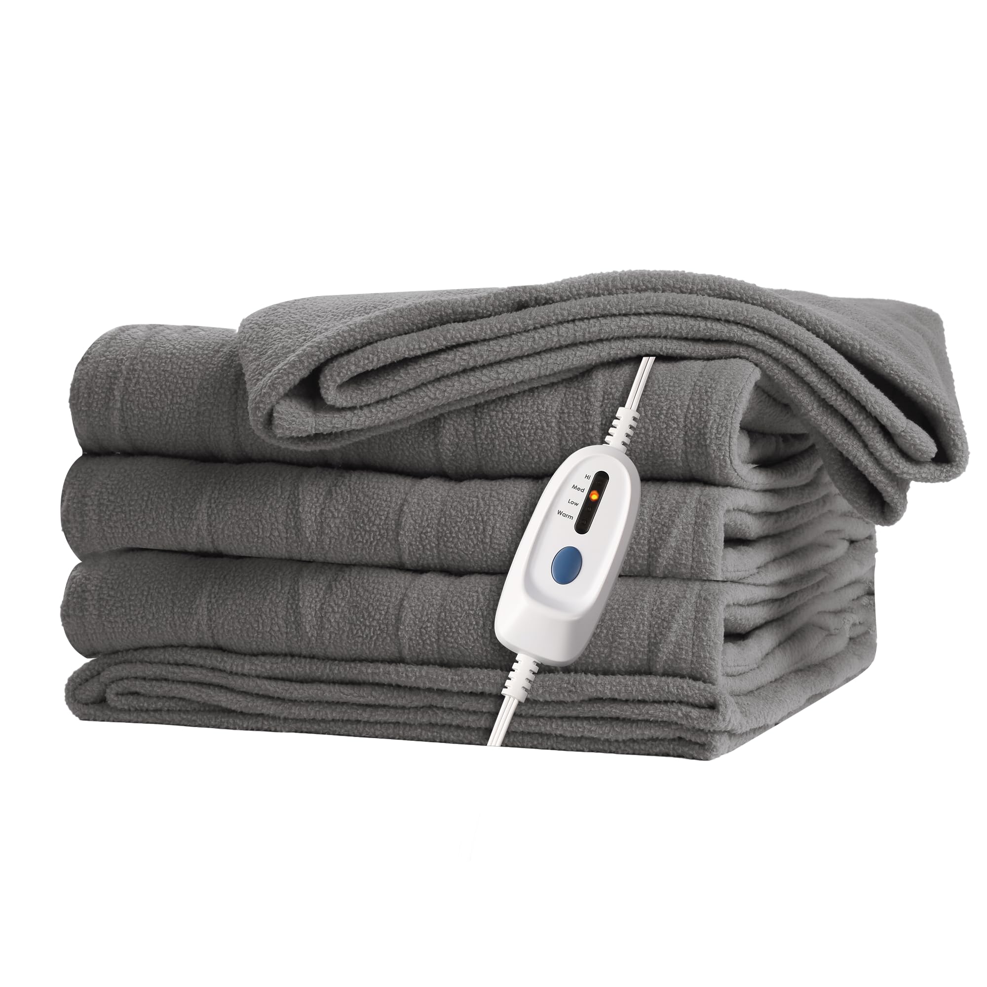 Mcjaw Electric Heated Blanket 50''X 60'' Throw Size, 4 Heating Levels And 3-Hour Auto Off, Lightweight And Breathable - Ash Grey