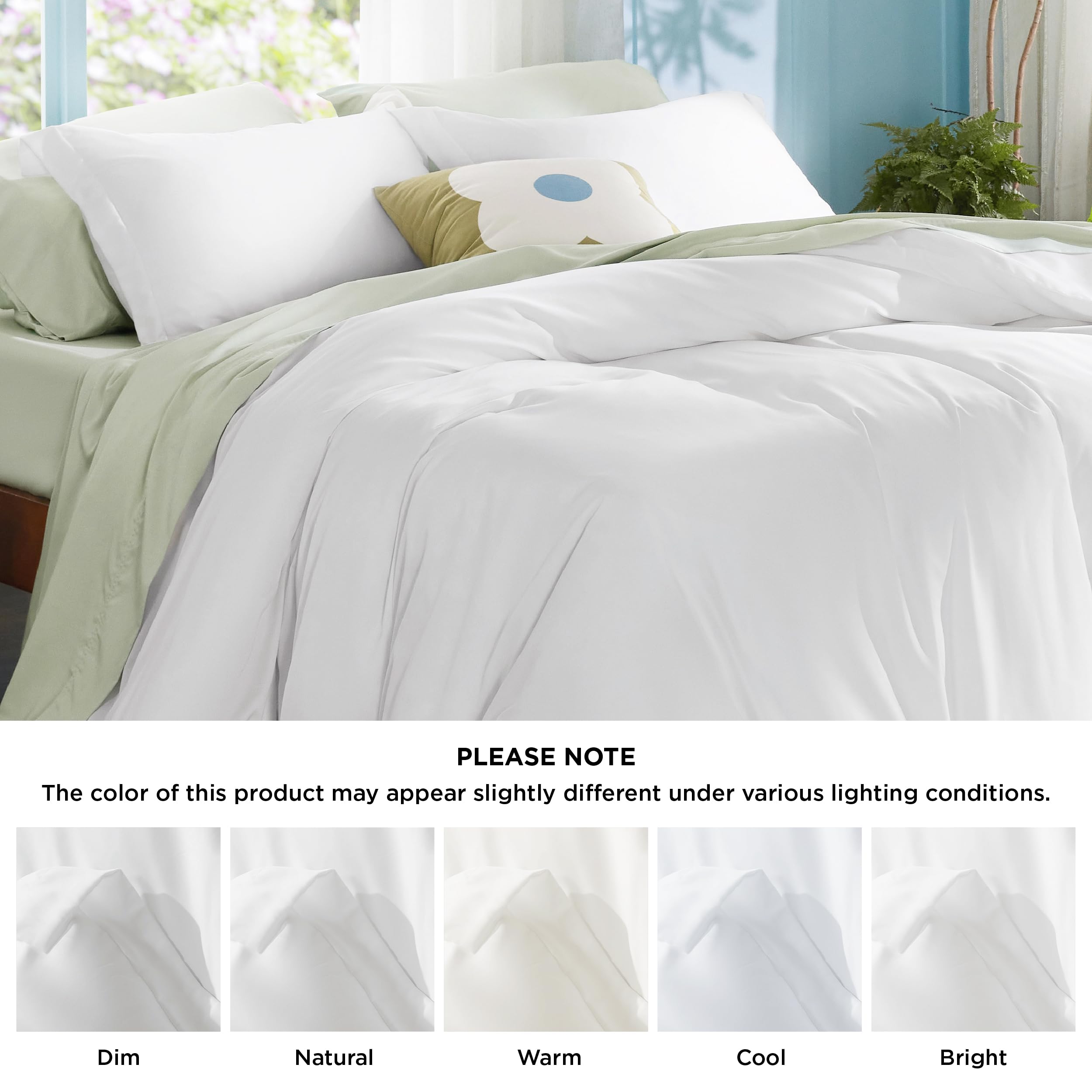 Bedsure White Duvet Cover King Size - Moisture Wicking And Silky Eucalyptus Lyocell Cotton Hybrid Comforter Cover Set For Hot Sleeper - Buttery Soft And Breathable, Cooling Bedding Set, Bright White