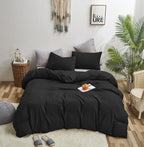 Karever Black Comforter Full Plain Black Bedding Pure Black Full Size Comforter Soft Durable Solid Black Comforter Set Women Men