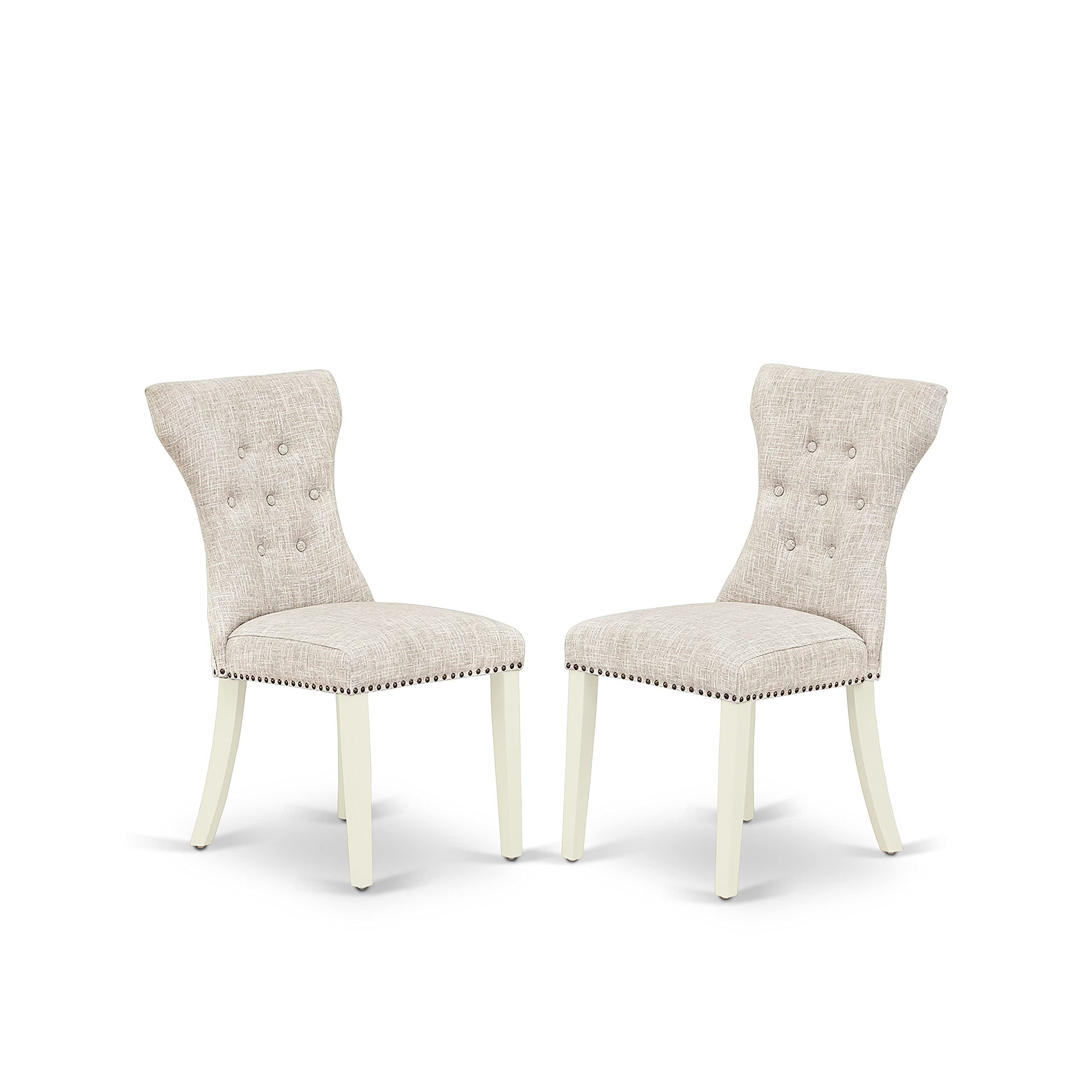 East West Furniture X096Ga235-5 5 Piece Kitchen Table & Chairs Set Includes A Rectangle Dining Room Table With X-Legs And 4 Doeskin Linen Fabric Upholstered Chairs, 36X60 Inch, Multi-Color