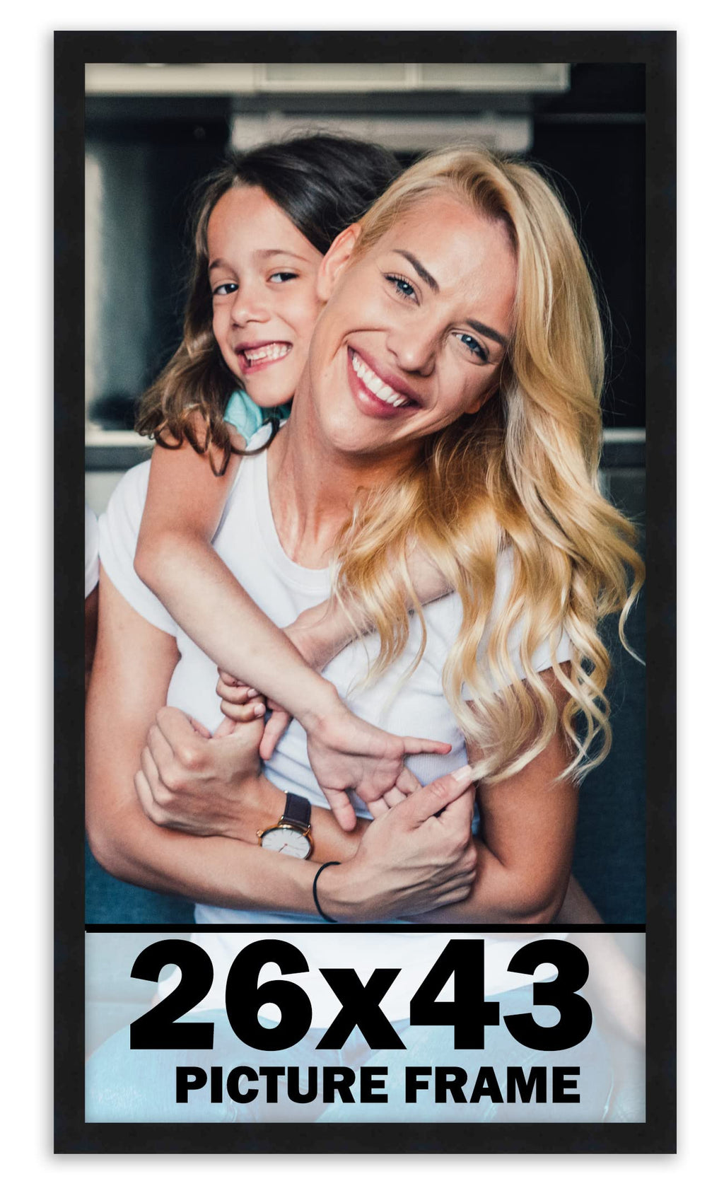 26x43 Frame Black Picture Frame - Complete Modern Photo Frame Includes UV Acrylic Shatter Guard Front, Acid Free Foam Backing Bo