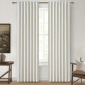 QJmydeco Beige White Cute Blackout Curtains 84 Inches Long 2 Pack, Insulated Sliding Door Curtain UV Heat Blocking Drapes for Li