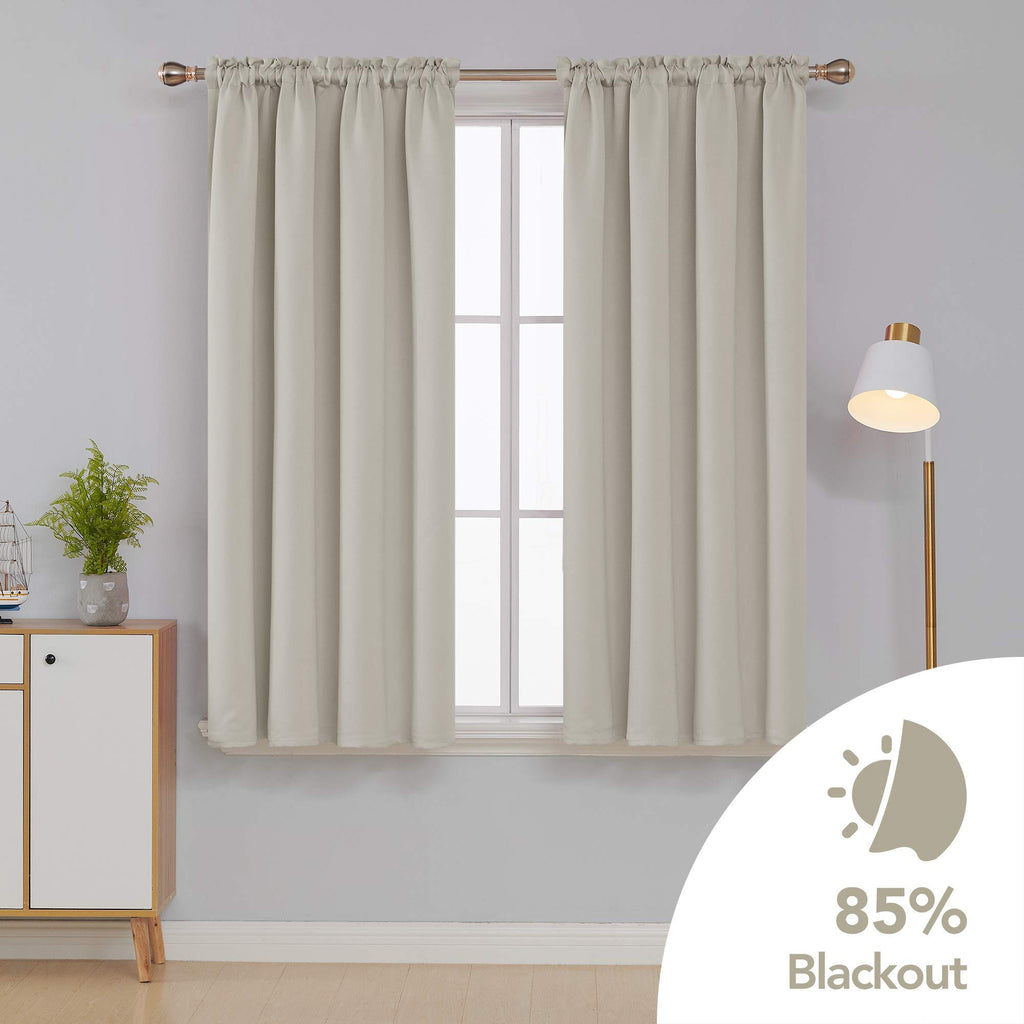 Deconovo Cream Curtains Blackout Drapes For Bedroom, Window Panels 63 Inch Length 2 Pack - 42W X 63L Inch, Light Beige, 2 Drapes