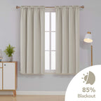 Deconovo Cream Curtains Blackout Drapes For Bedroom, Window Panels 63 Inch Length 2 Pack - 42W X 63L Inch, Light Beige, 2 Drapes