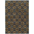 HomeRoots 510038 9 x 12 ft. Blue & Gold Oriental Power Loom Stain Resistant Rectangle Area Rug