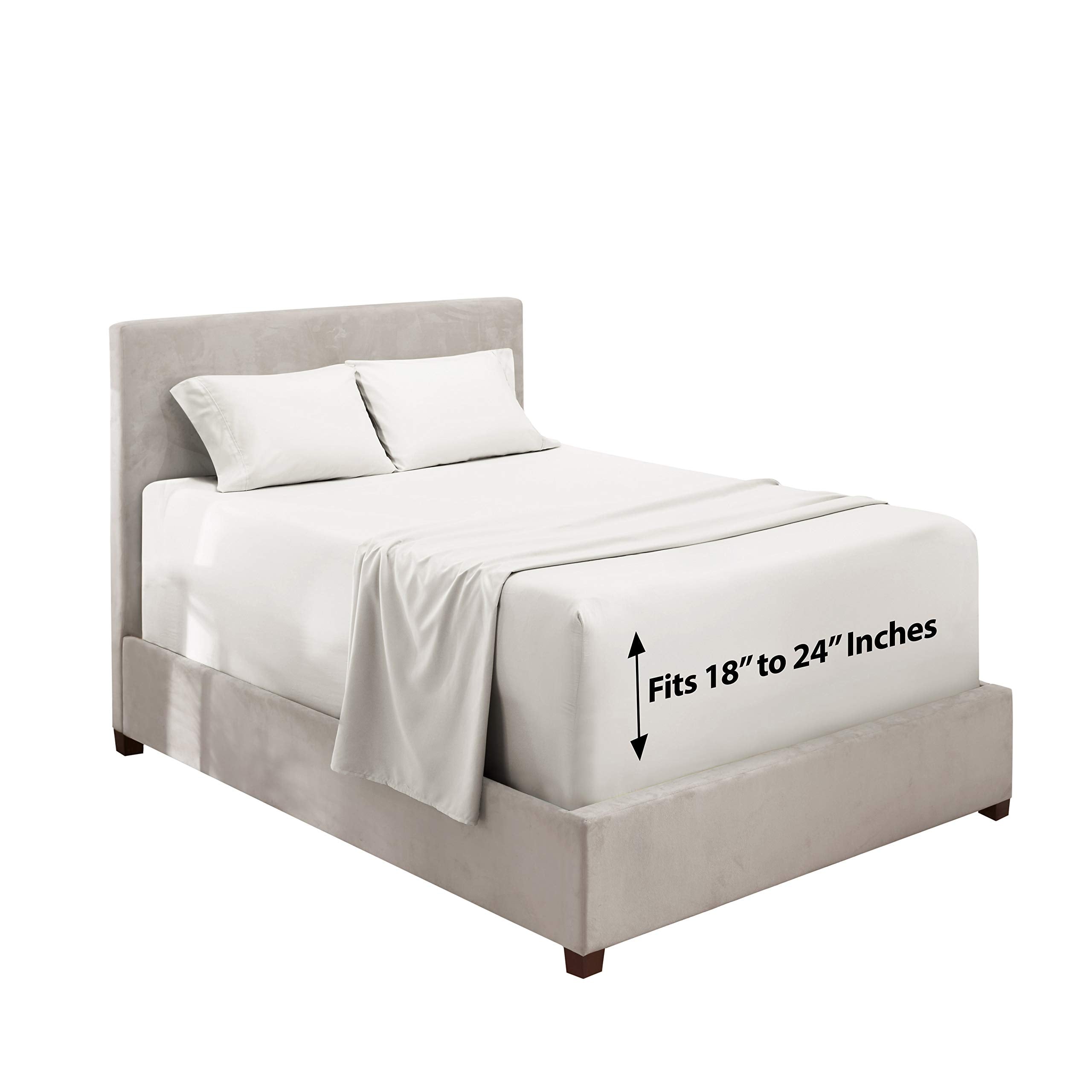 Hearth & Harbor Extra Deep Pocket California King Sheets - 4 Piece Hotel Luxury California King Sheet Set Fits Up To 24' Mattress - Ultra Soft Luxury Bed Sheet Set - Cal King, White