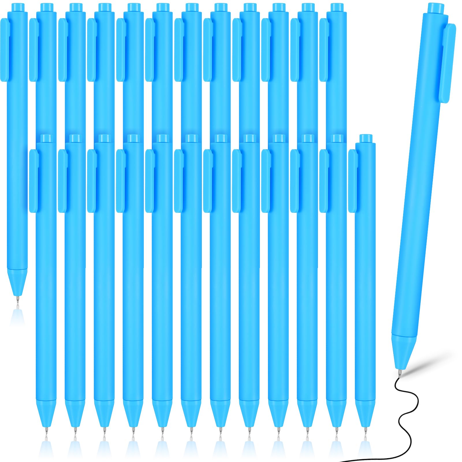 Cholemy 24 Pack Retractable Pens Bulk Click Pens Pastel Gel Ink Pens 0.5Mm Fine Point Tip Pen Cute Black Gel Pens With Grip Smoo