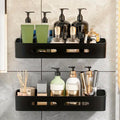 JMK PRODUCTS Self Adhesive Bathroom Shelf Wall Mounted Organizer Rack | Drill Free ABS Bathroom Accessories Holder Stand with Dr