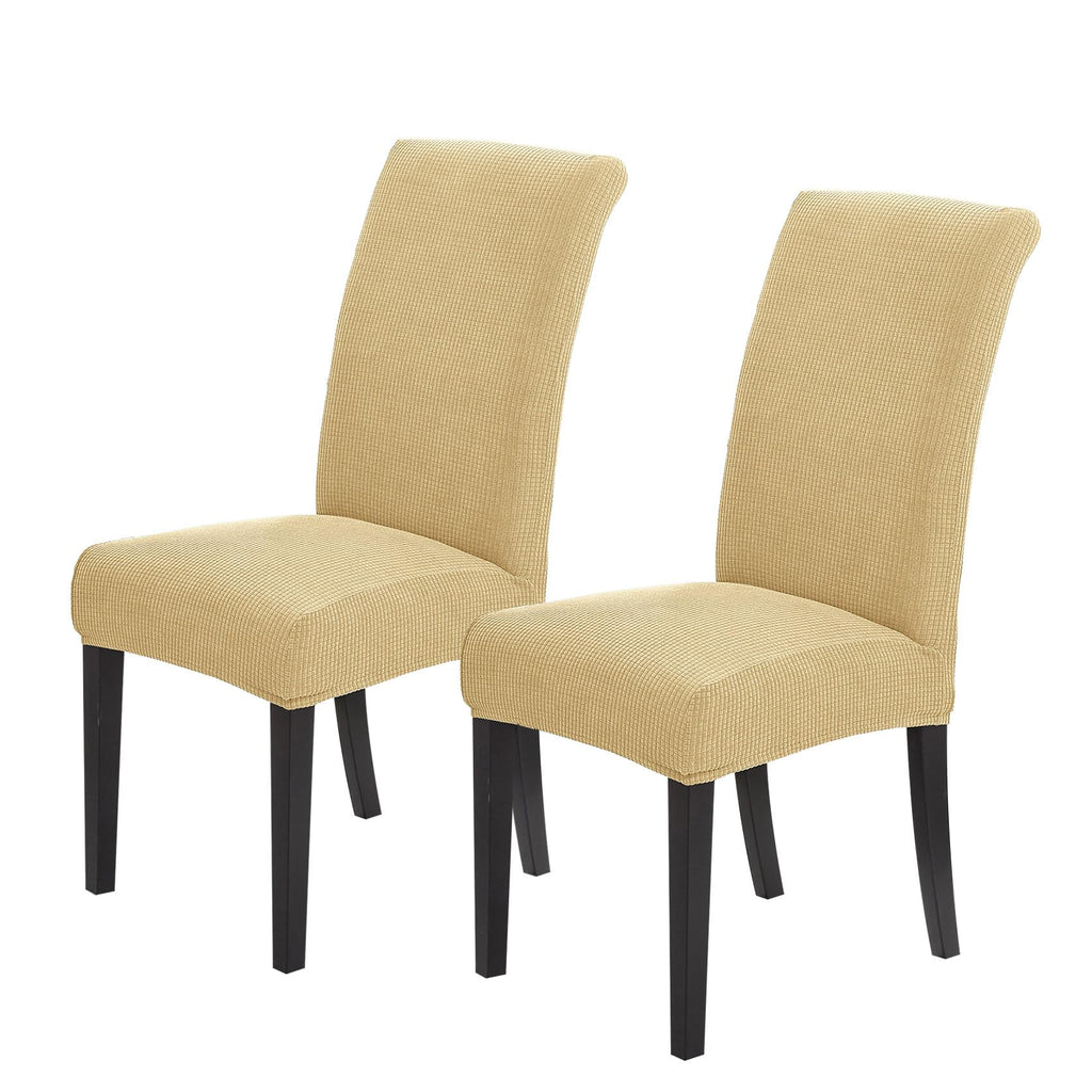 Joccun Chair Covers For Dining Room Set Of 2,Water Repellent Dining Chair Slipcovers Stretch Dining Room Chair Covers Seat Protector,Washable Parsons Chair Cover For Home,Hotel(Parmesan,2 Pack)