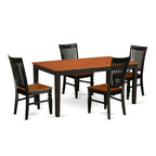 East West Furniture Niwe5-Bch-W 5 Piece Dining Room Furniture Set Includes A Rectangle Wooden Table With Butterfly Leaf And 4 Kitchen Dining Chairs, 36X66 Inch, Black & Cherry