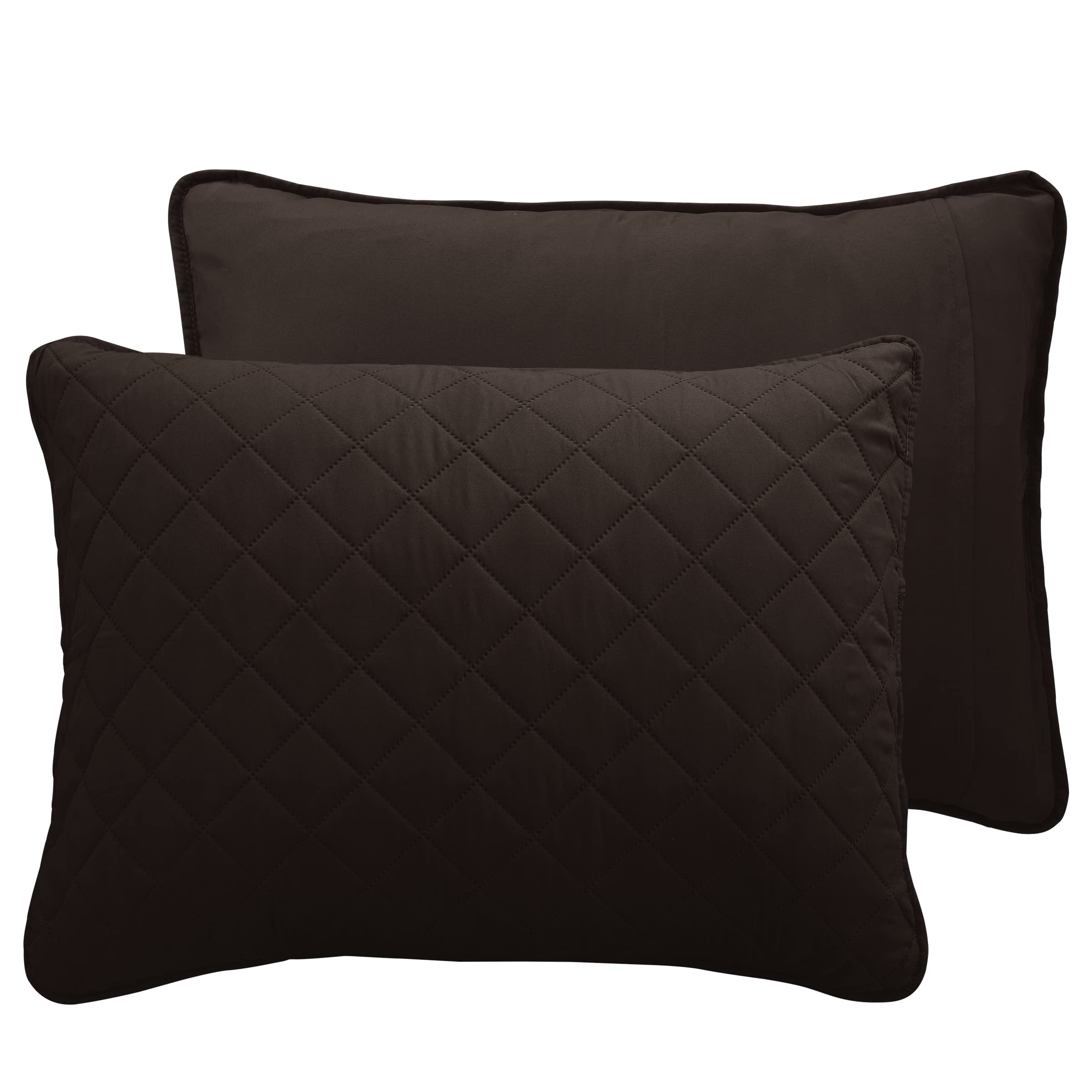 Easy-Going King Size Reversible Quilt Set With 1 Quilt And 2 Pillow Shams, Soft Bed Quilt Cover, Water Resistant Lightweight Microfiber Bedspread, Stain Resistant, Chocolate/Beige