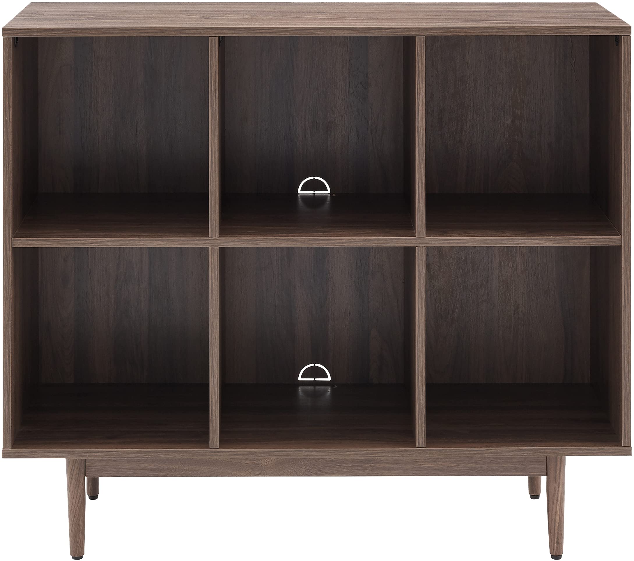 Crosley Furniture Liam Record Storage Cube Bookcase with 6 Cubes, Vinyl Record Holder and Bookshelf, Walnut