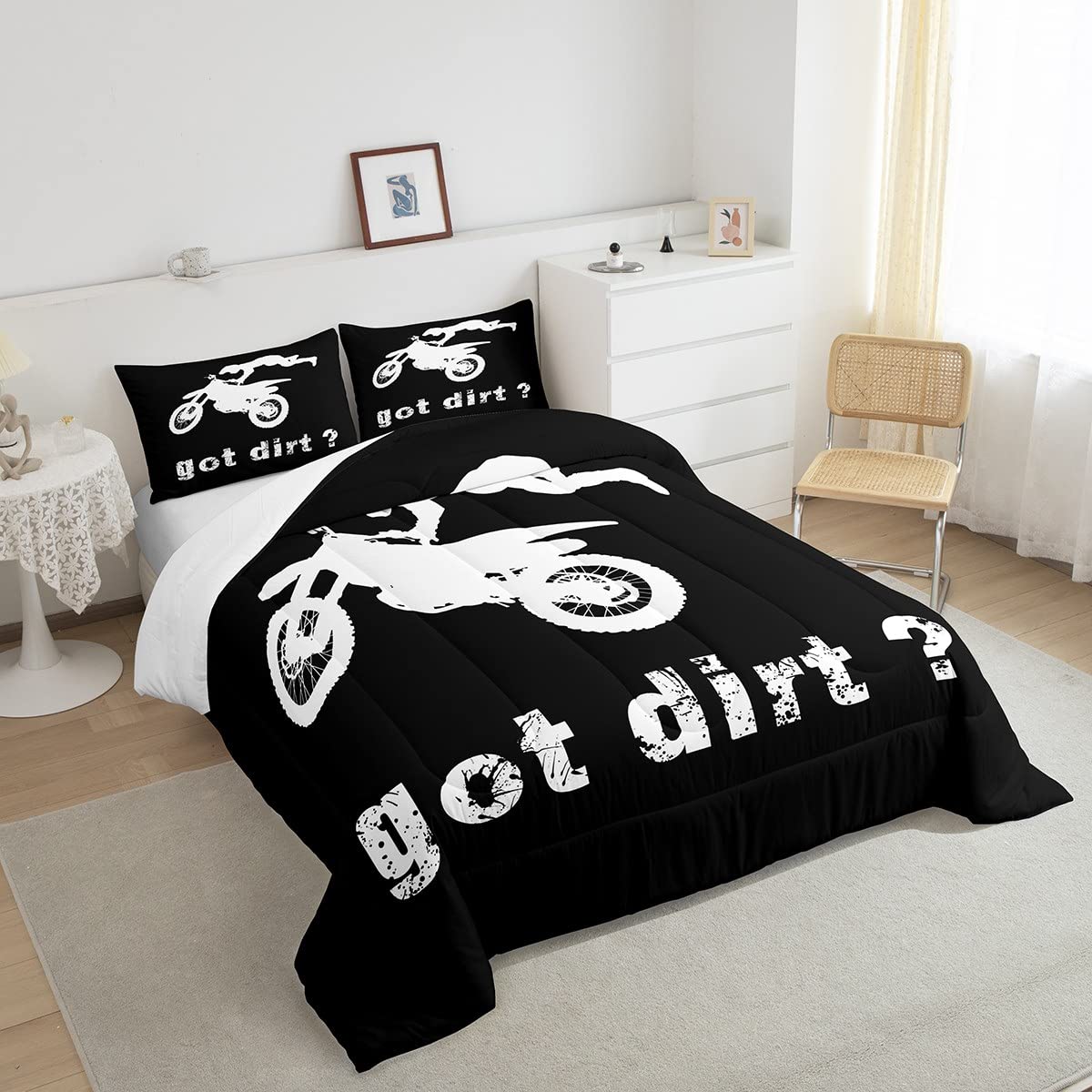 Feelyou Dirt Bike Bedding Set Boys Extreme Sports Comforter Set For Kids Boys Motocross Rider Comforter Cool Sports Quilt 1 Comf