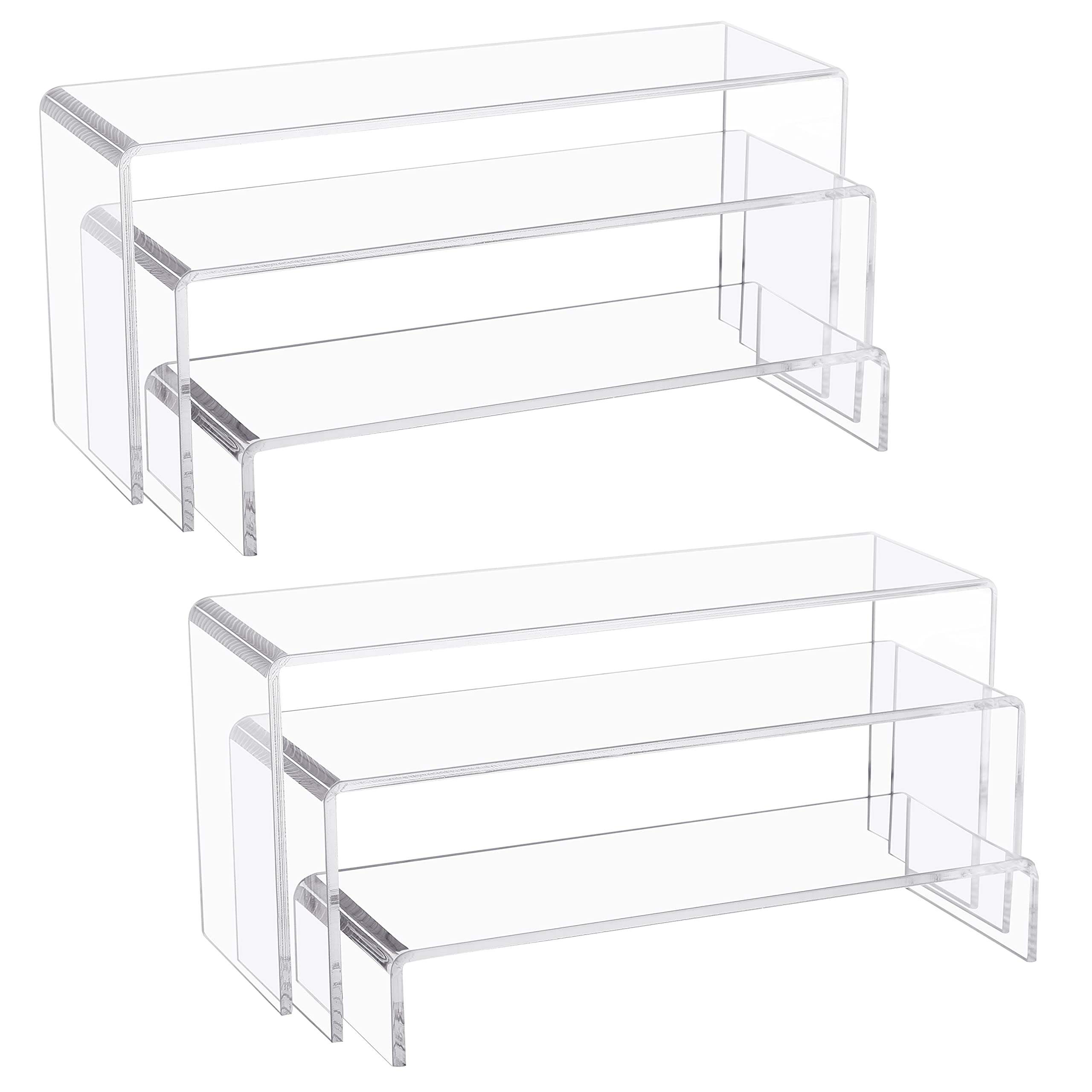 Jusalpha 3 PC Large Clear Acrylic Riser Set, Acrylic Display Risers Shelf Showcase Fixtures for Jewelry, Display Stand for Amiib