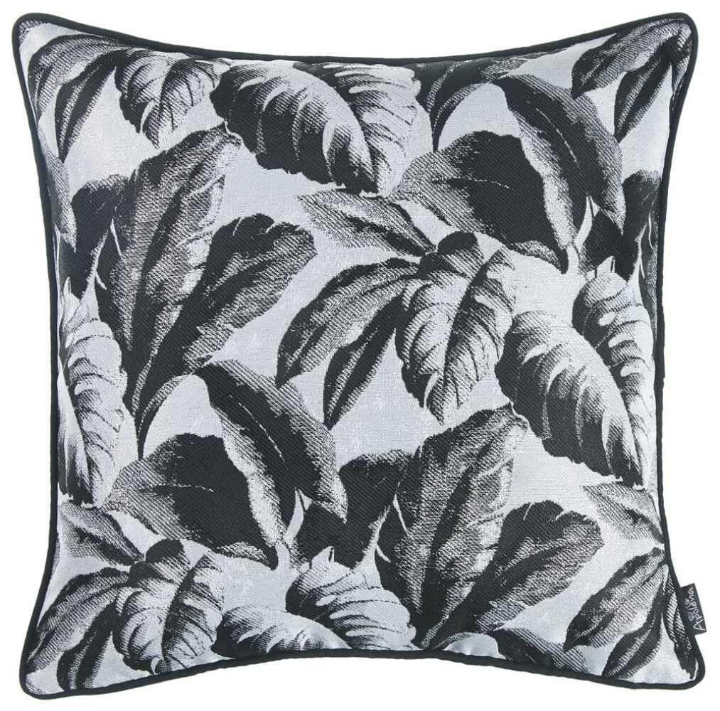 HomeRoots Multi Polyester 17'x 17' Jacquard Tropical Winter Leaf Decorative Throw Pillow Cover