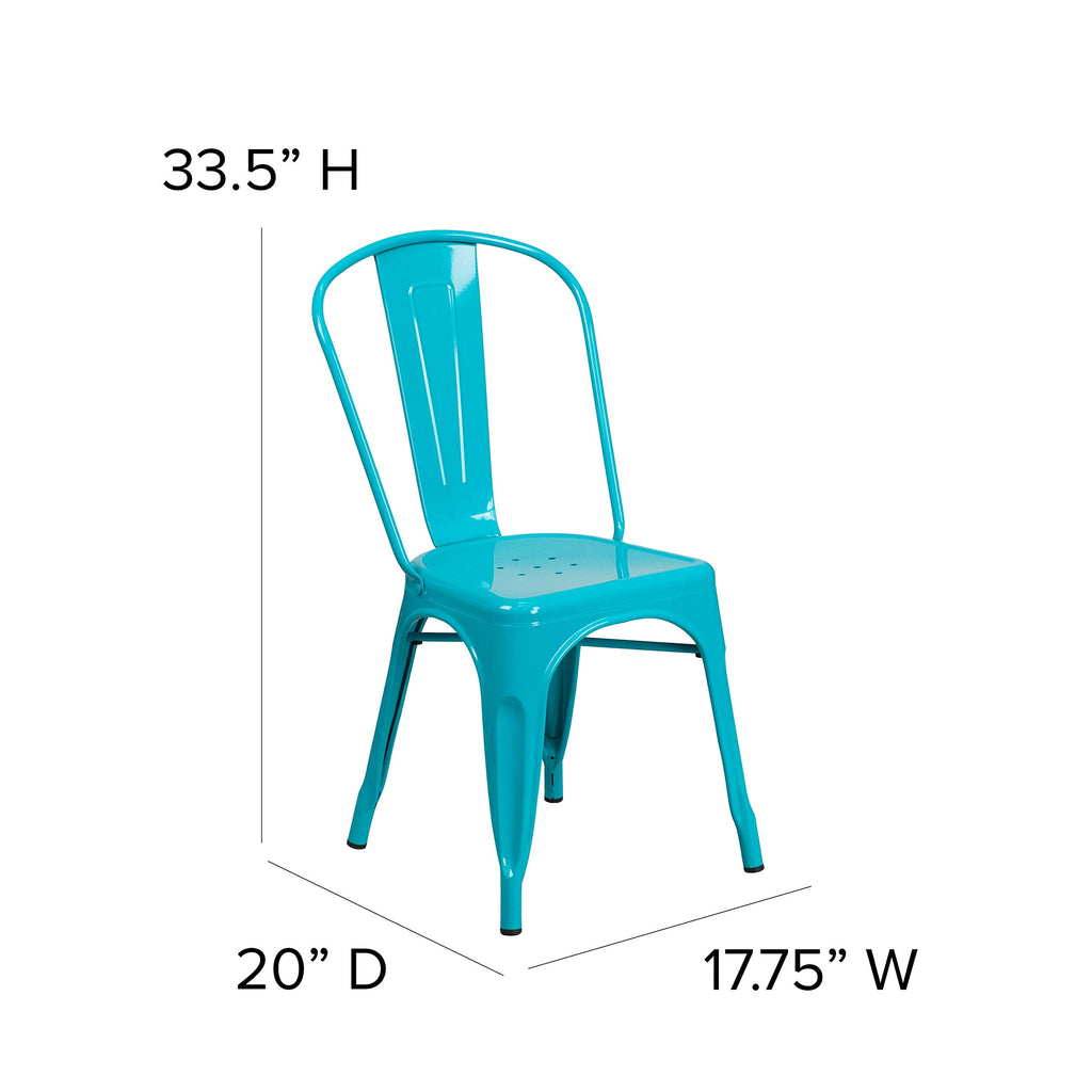 Flash Furniture Commercial Grade Crystal Teal-Blue Metal Indoor-Outdoor Stackable Chair