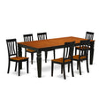 East West Furniture LGAN7-BCH-W 7 Piece Dining Set Consist of a Rectangle Dining Table with Butterfly Leaf and 6 Kitchen Chairs, 42x84 Inch, Black & Cherry