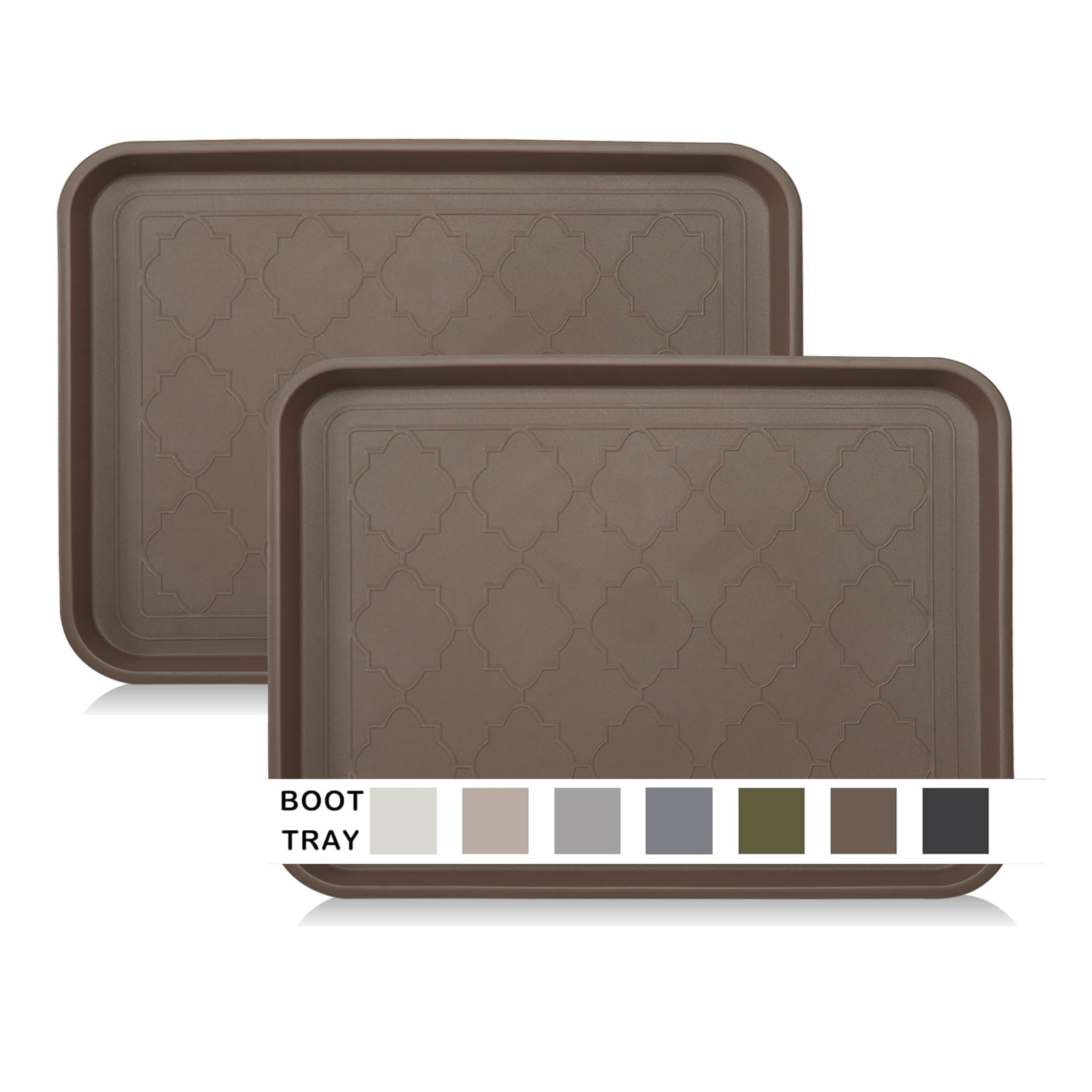 Wataniya Pet Boot Tray For Entryway Indoor, Heavy Duty Shoe Mat Tray 2 Packs, 16.7'X12.8' Waterproof Shoe Tray With Raised Edg