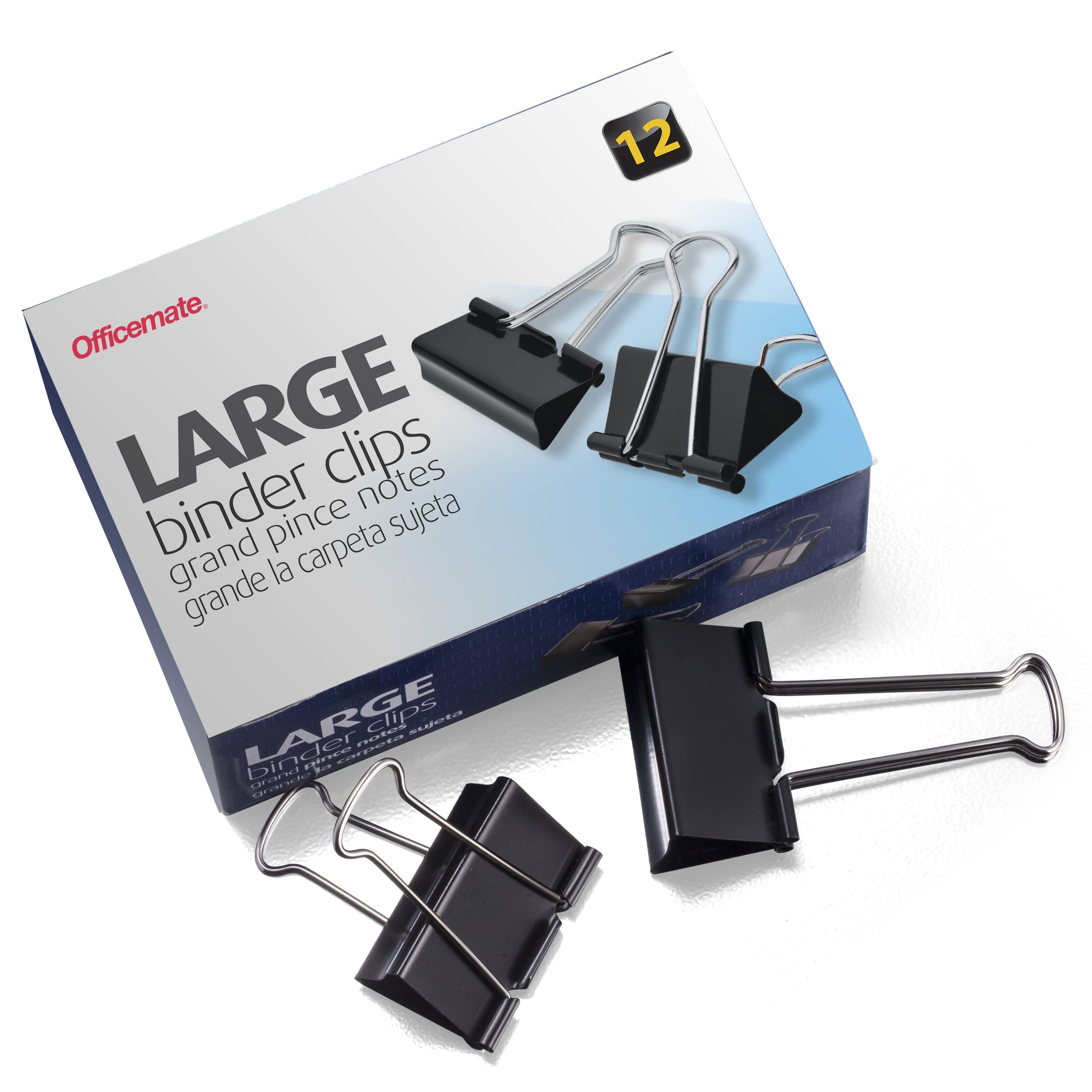 Officemate Large Binder Clips, 2 Inch Wide, 1 Inch Capacity, Box Of 12 (99100)