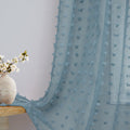 Dancurton Light Blue Sheer Curtains 95 Inch Length For Bedroom Living Room Back Tab Boho Farmhouse Beach Themed Pom Pom Curtain