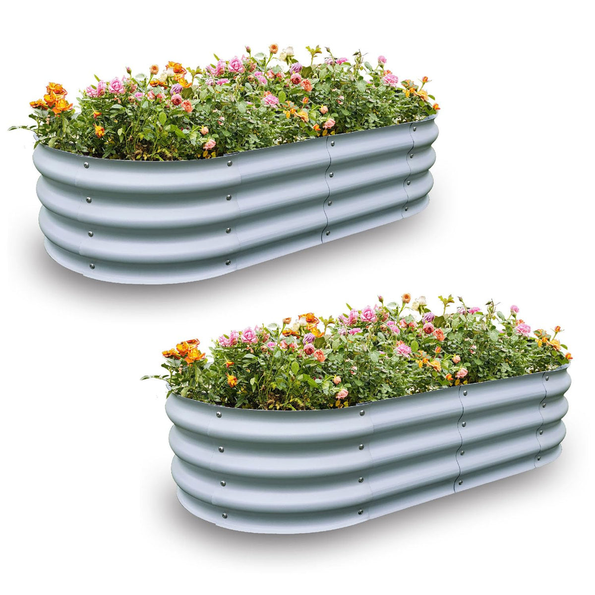 Gardmax 2 Pack Galvanized Raised Garden Bed, Lightweight Planter Boxes Outdoor With Easy Assembly, Large Garden Bed For Vegetabl
