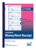Tops Money/Rent Receipt Book, 2-Part, Carbonless, 11 X 7-5/8 Inches, 4 Receipts/Page, 200 Sets Per Book (46806)