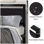 Sha Cerlin Full Size Bed Frame With Modern Wooden Headboard/Heavy Duty Platform Metal Bed Frame With Square Frame Footboard & 13 Strong Metal Slats Support/No Box Spring Needed, Black