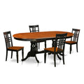 East West Furniture PVLG5-BCH-W 5 Piece Modern Dining Table Set Includes an Oval Wooden Table with Butterfly Leaf and 4 Dining Chairs, 42x78 Inch, Black & Cherry