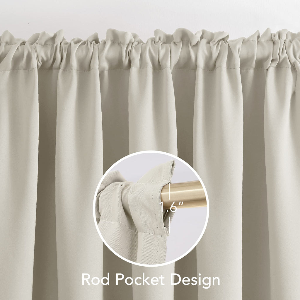 Deconovo Cream Curtains Blackout Drapes For Bedroom, Window Panels 63 Inch Length 2 Pack - 42W X 63L Inch, Light Beige, 2 Drapes