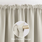 Deconovo Cream Curtains Blackout Drapes For Bedroom, Window Panels 63 Inch Length 2 Pack - 42W X 63L Inch, Light Beige, 2 Drapes