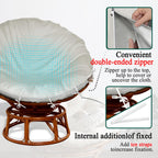 Iceberg Elf Papasan Cushion Cover Only,(For 40In-50In Outdoor Papasan Chair Cushion Covers) Beige Zipper Design For Easy Closure